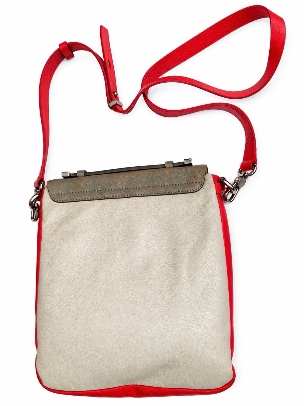 Marc by Marc Jacobs Two-Tone Leather Crossbody Bag Red Gray Cream Vintage Y2K - Picture 8 of 12